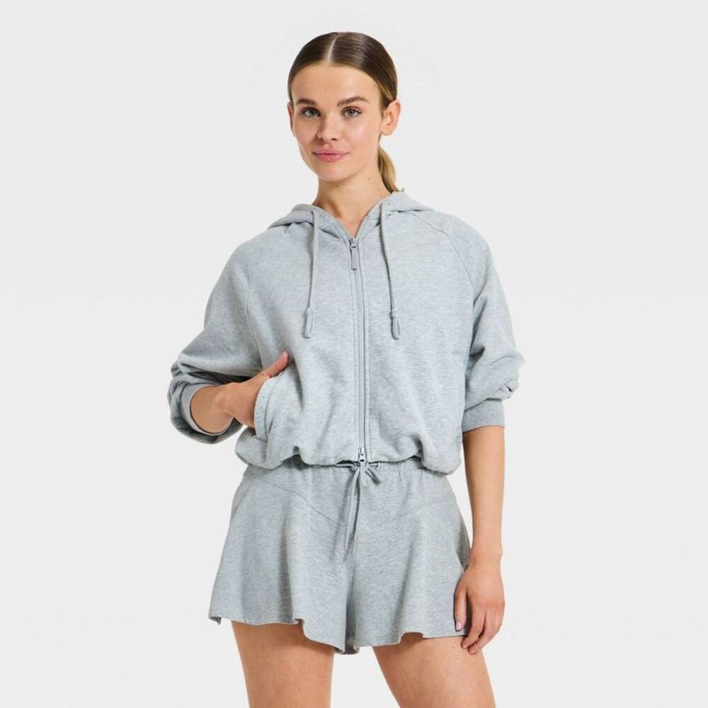 JoyLab Light Gray Zip Hoodie Romper